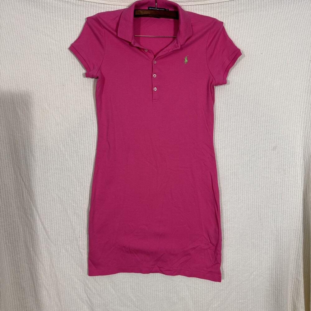 Ralph Lauren Sport Shirt Dress Womens Medium Pink Y2K Polo Classic Preppy Logo